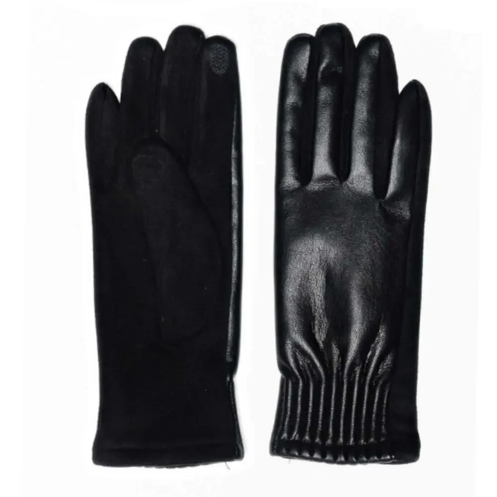 NWT Le Luxe Collection Women's Faux Leather Cinched Wrist Touch Screen Gloves